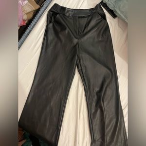 Black Express faux leather flared panda size 8